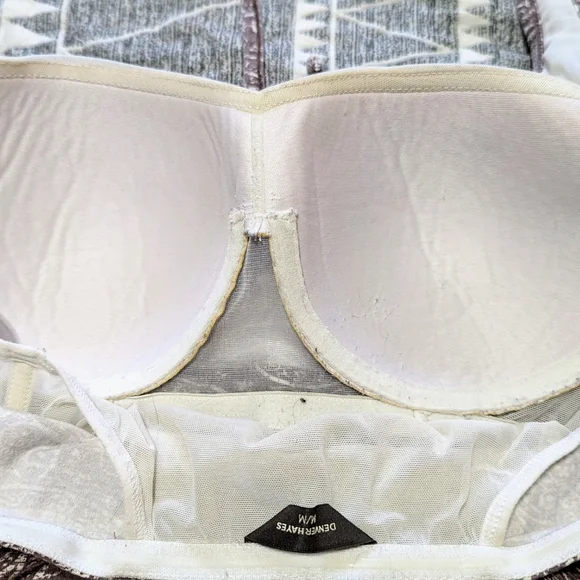 Denver Hayes Midi, beige & white halter dress, Size med, GUC - Picture 5 of 9